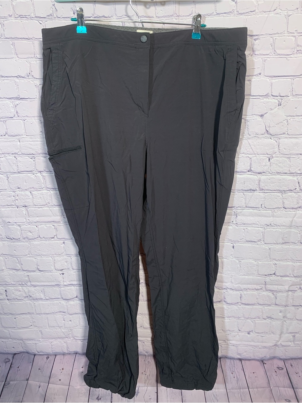 L.L.Bean Womens Supplex Activewear Pants Nylon Hiking Black 18W Outdoor Casual